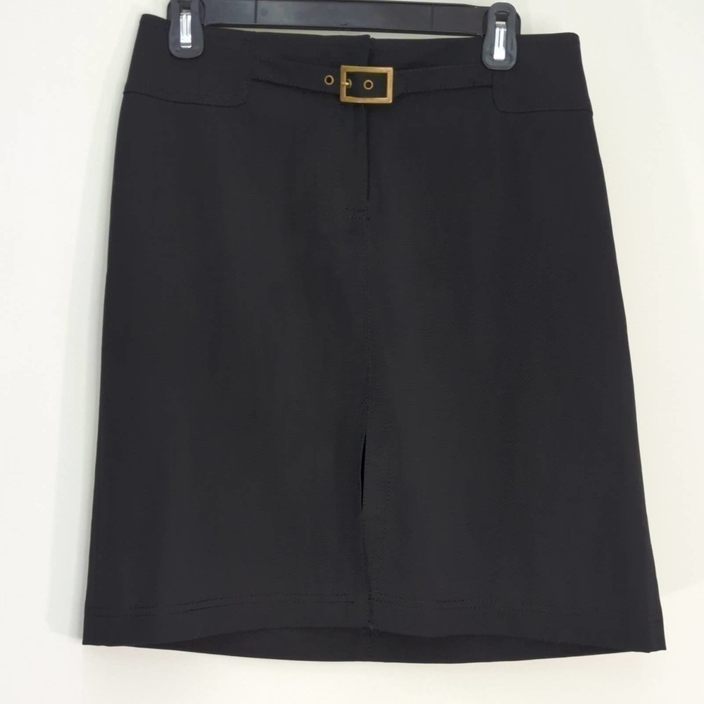 The Limited‎ Womens Pencil Skirt Stretch Buckle Accent Split Back Black 8